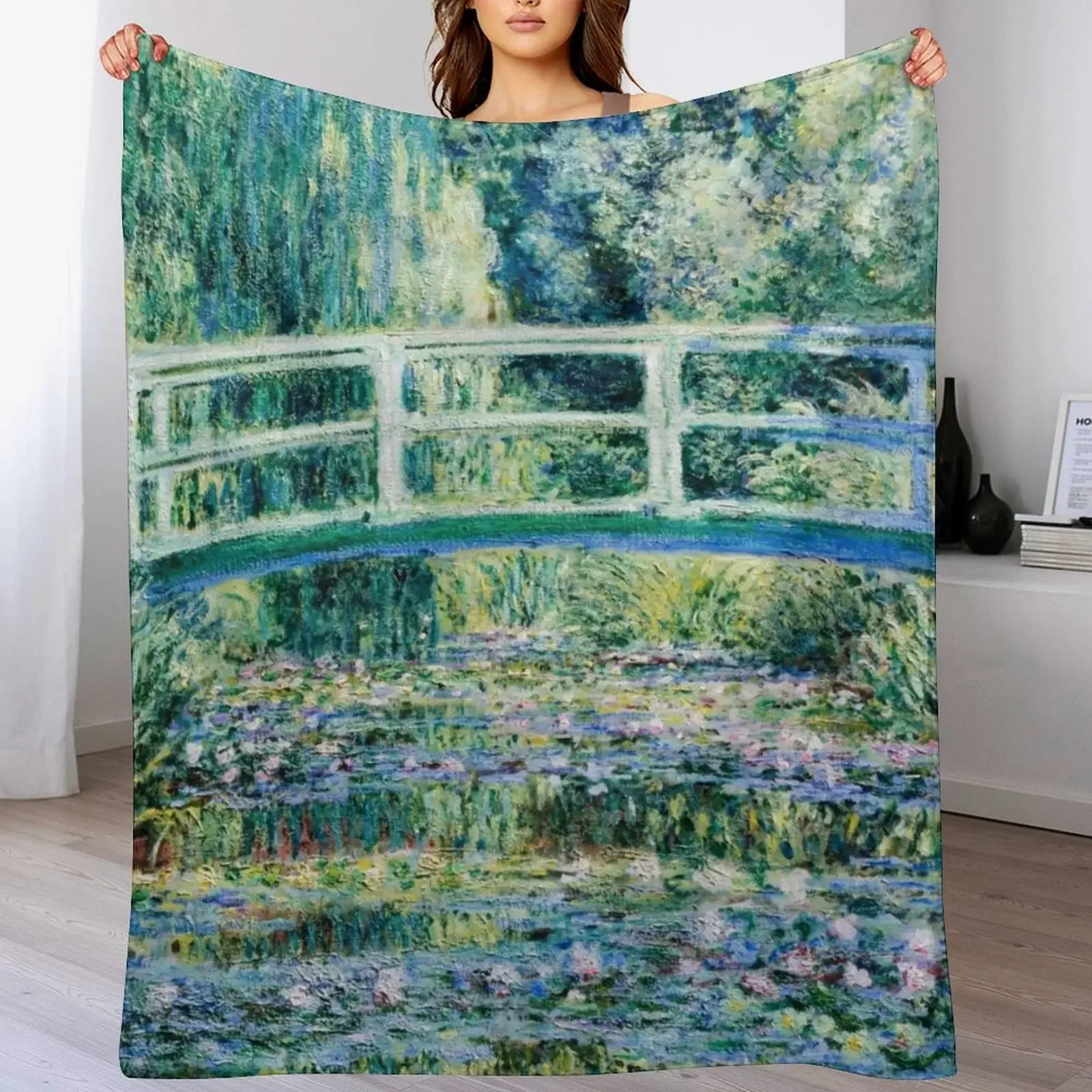 Monet Water Lilies and Japanese Bridge 1899 Throw Blanket Hairys Soft Big Blankets