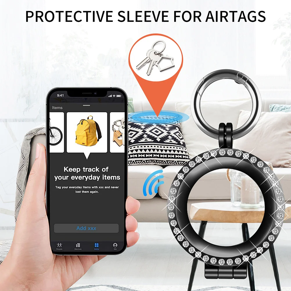 

1 pc Metal Anti-Lost Protection Cover Durable Tracking Device Case Key Hook Design Easy Carry Protective Case