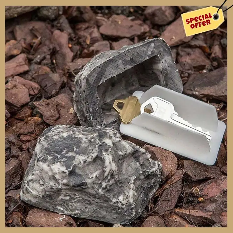 4PCS Spare-Key Rock - Looks & Feels Like Real Stone - Safe For Outdoor Garden Or Yard, Key Hider Box Easy To Use
