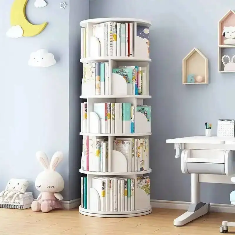Vertical Dollhouse Wooden Vintage Rotating Storage Bookcase Rotating Bookcase Wood Estante De Libros Modern Home Decors