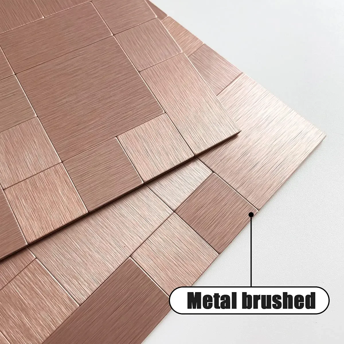 Mosaic Metal Aluminum Panel Wall Sticker Self-adhesive Gold Kitchen Backsplash Tiles Peel and Stick Waterproof Tiles Wall Decors