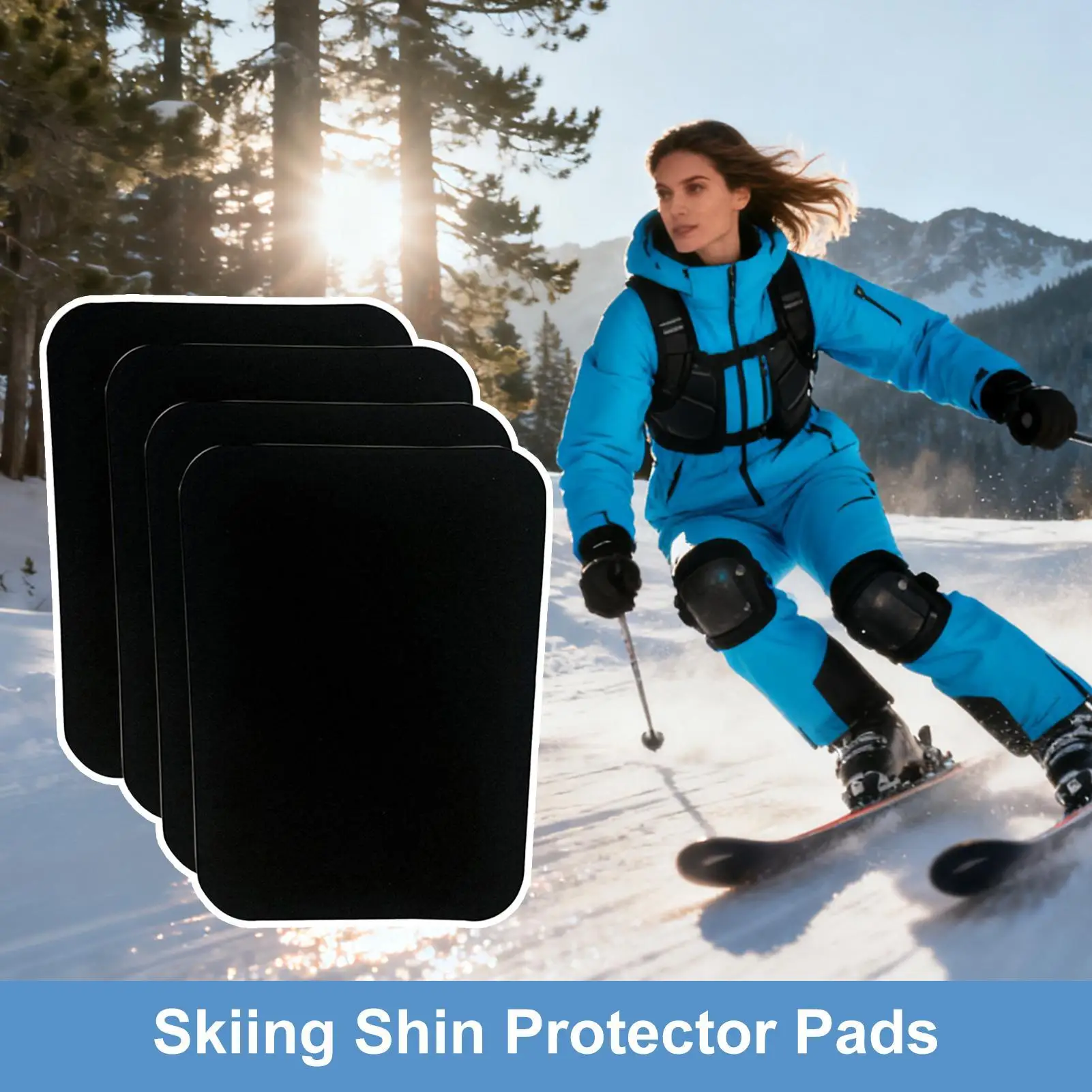 

Professional Ski Shin Guards, 4PCS Cuttable Leg Protection for Snowboarding, Adjustable Shin Pads for Beginners to Pro Riders