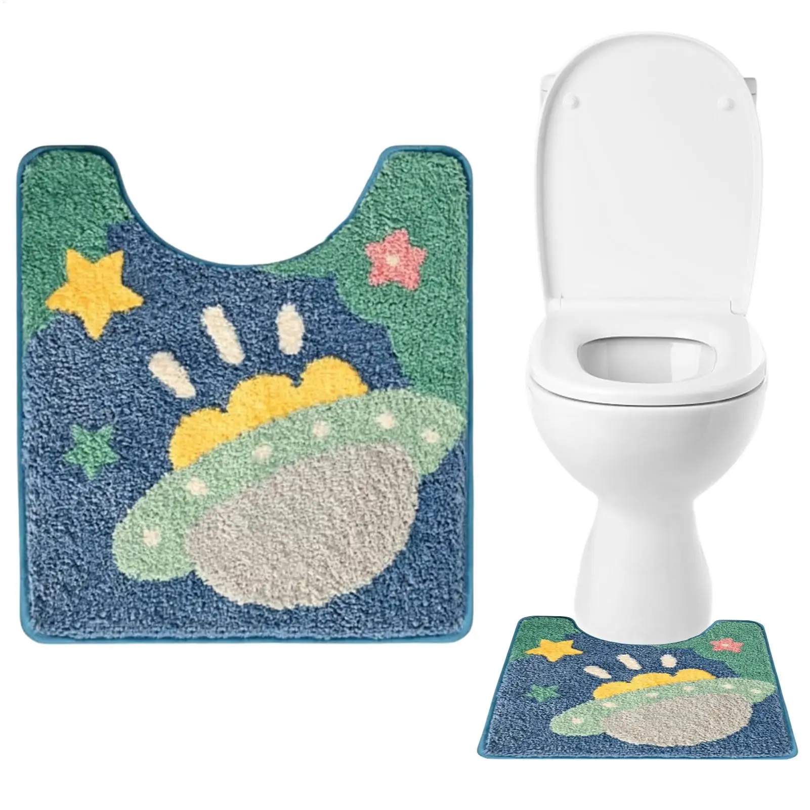Toilet Rug Abstract Marble Bath Mat Alien Spaceship  Modern Home Bathroom Decor Anti-Slip  Rug  Bathroom Mat Home Decoration