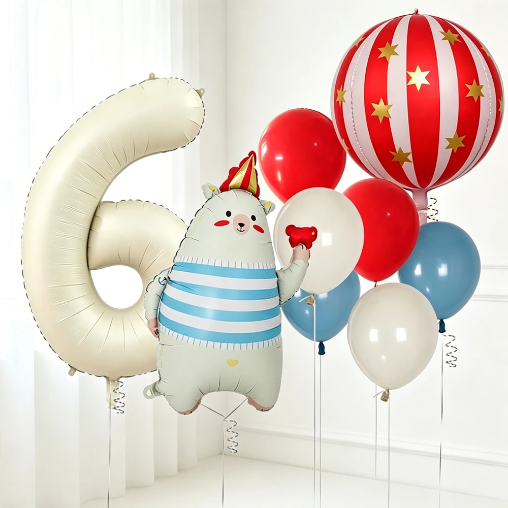 32 inch Milk White Digital Balloon Set Cute Bear Balloon Used for Retro Carnival Parties, Showers, Anniversary, Birthday Decor - view 6