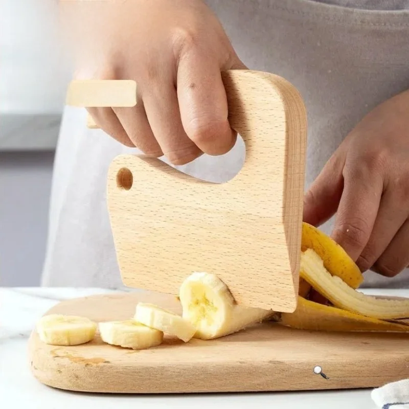 

Детский деревянный кухонный нож, инструмент для резки фруктов, защита рук, овощечистка и фрукты, игра, еда, ролевая игра