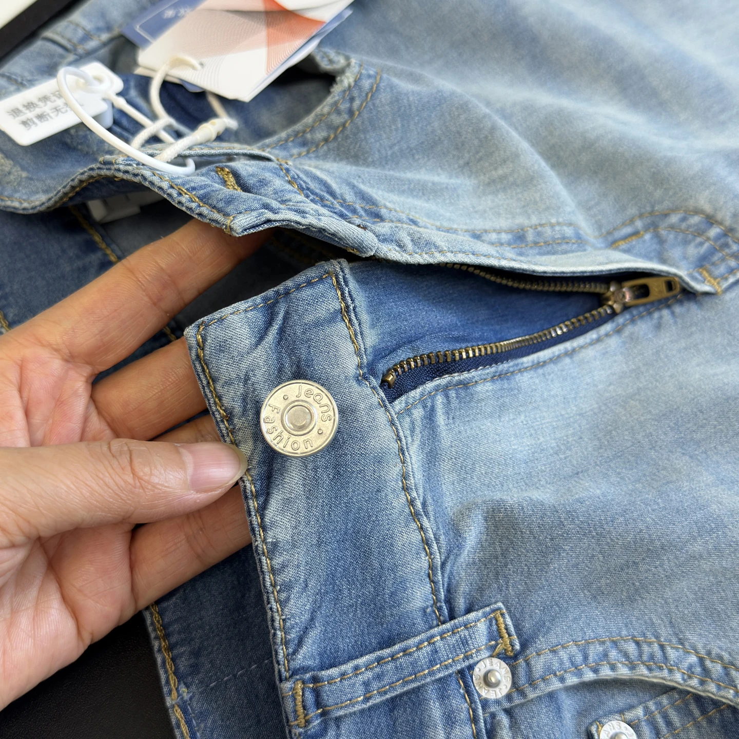 

Lightweight Slim Fit Straight Leg Jeans Women's Summer High Waist Zipper Casual Sle Micro Stretch Denim Nine-Piece Pants