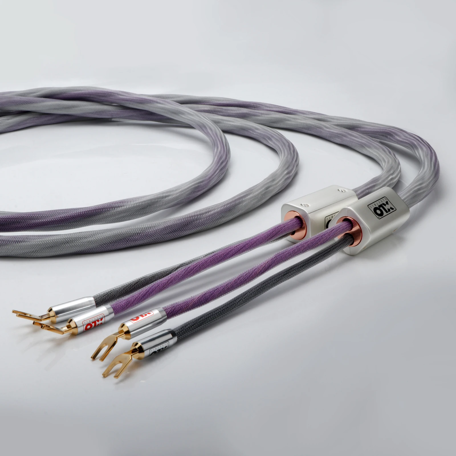 ペア XLO Signature3 OCC シルバーメッキスピーカーケーブルフィーバー Y スペードコネクタバナナプラグスピーカーワイヤー箱と袋なし