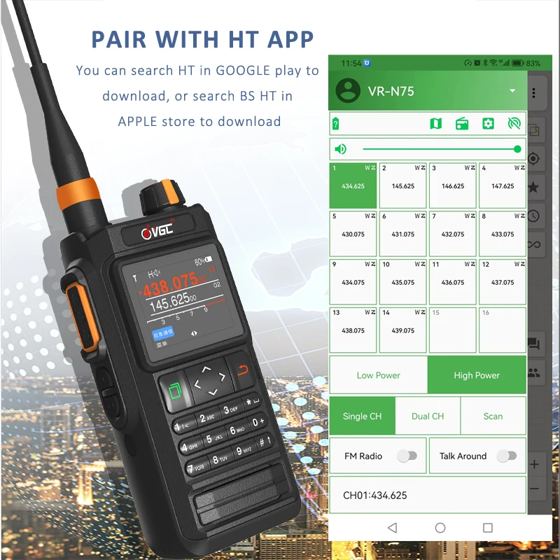 Long Range VR-N76 Handheld Transceiver GMRS Walkie Talkie With Cross-Band Repeat CTCSS For Amateur Radio Operators Enthusiasts