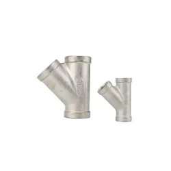304 Stainless Steel Y-type 45 Degree Inclined Tee Female Thread Water Distributor Inner Wire Water Pipe Fittings