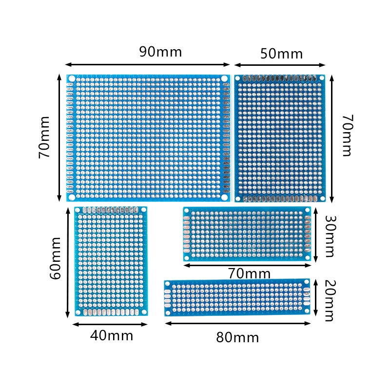 5pcs/lot Double Sided Protoboard Breadboard Universal PCB Experiment Circuit Board Blue 2*8cm 3*7cm 4*6cm 5*7cm 7*9cm 2.54mm