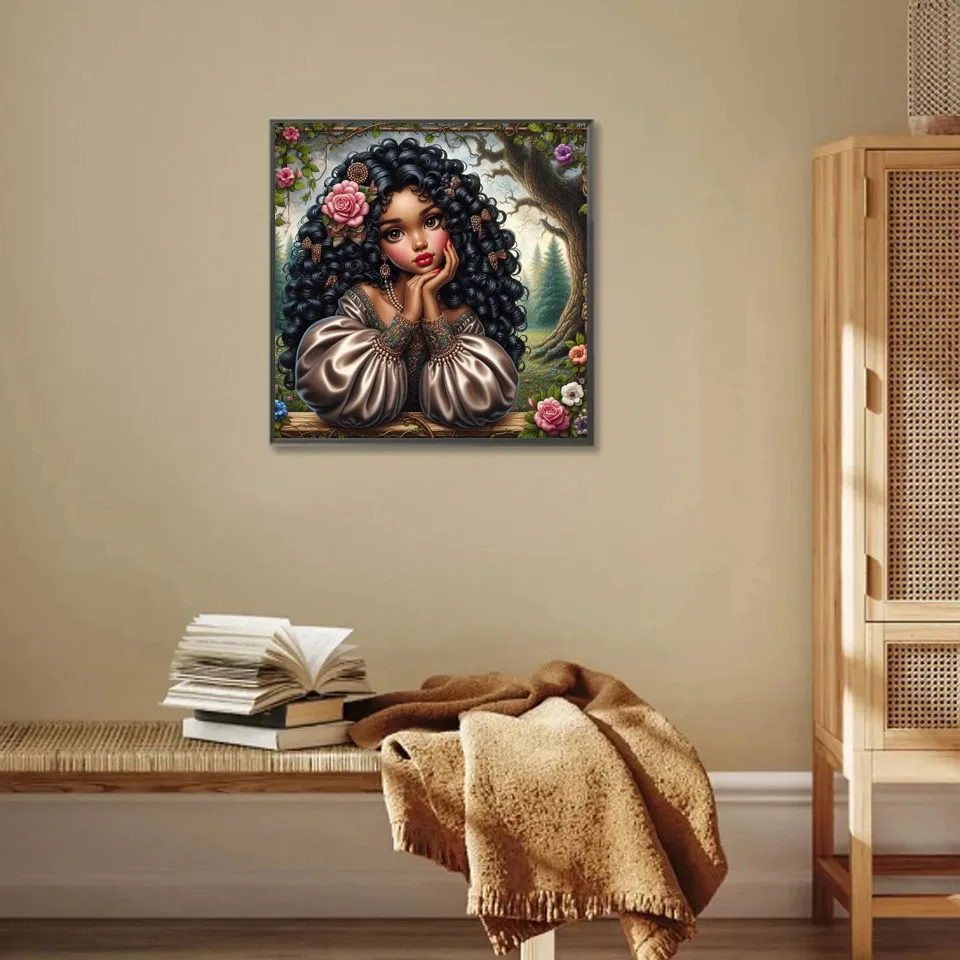 Diamond Mosaic Girl Painting Full Square Round Portrait Dog Bird Cat Cross Stitch Embroidery Picture Wall Decor Living Room