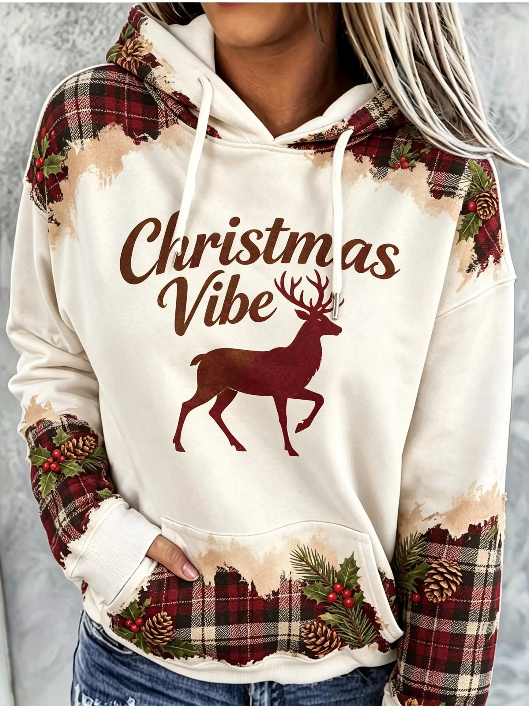 Women Fleece Hoodie Beach Dream Sea Turtle Shell Geometric Patch Print Long Sleeve Drawstring Pocket Loose Hooded Sweatshirt