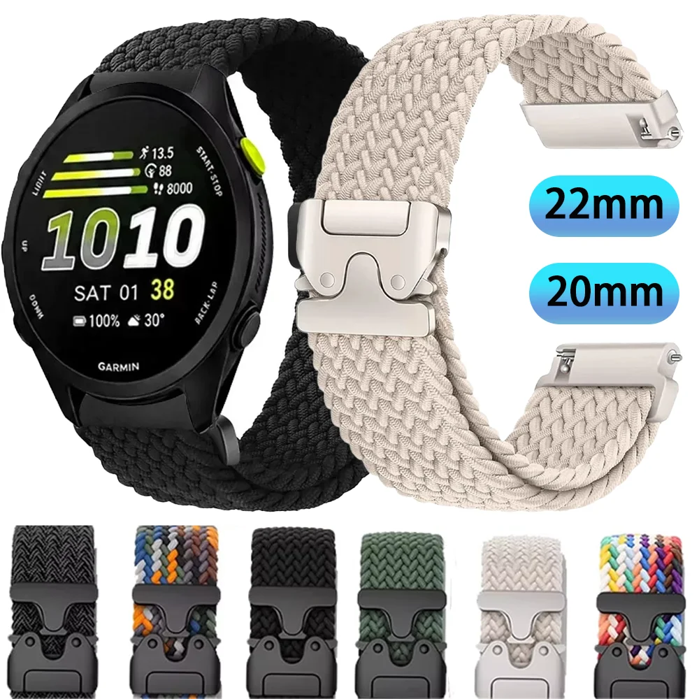 22mm 20mm Fallschirmschnallen-Nylonarmband für Garmin Forerunner 70 170 55 165 970 570 265 965 Garmin Venu 2 3 4 45mm Armband