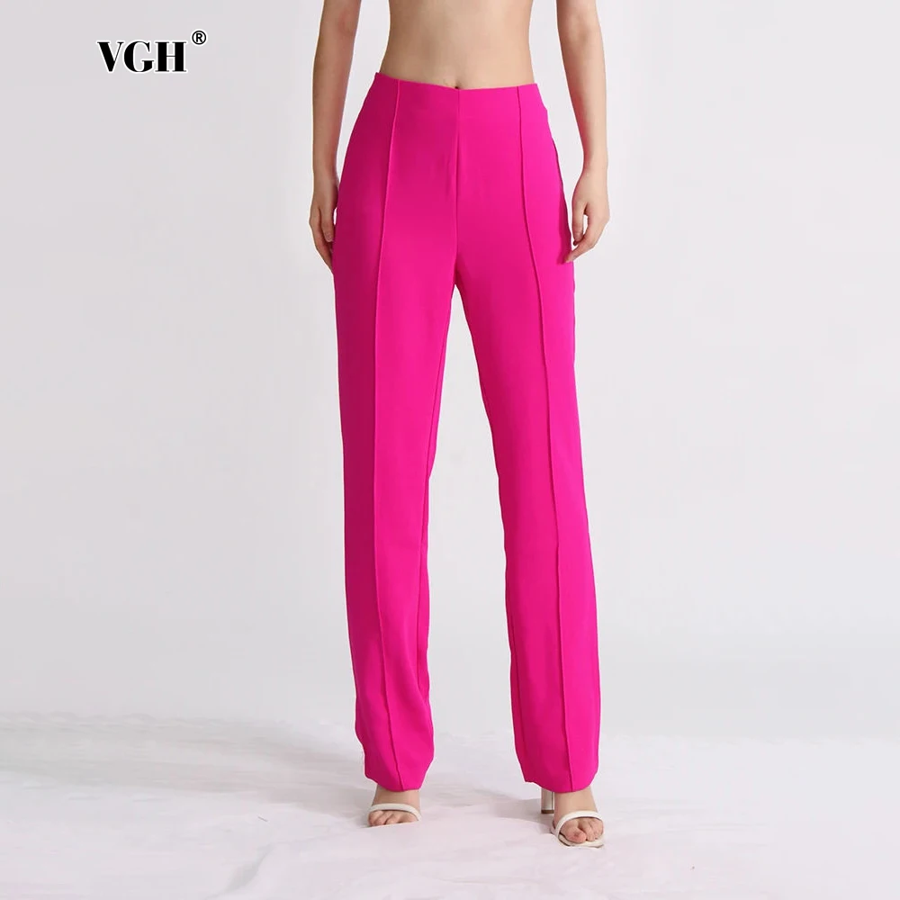 

VGH Casaul Patchwork Zipper Long Trousers For Women High Waist Minimalist Slimming Solid Pencil Pants Female Clothing Fashion