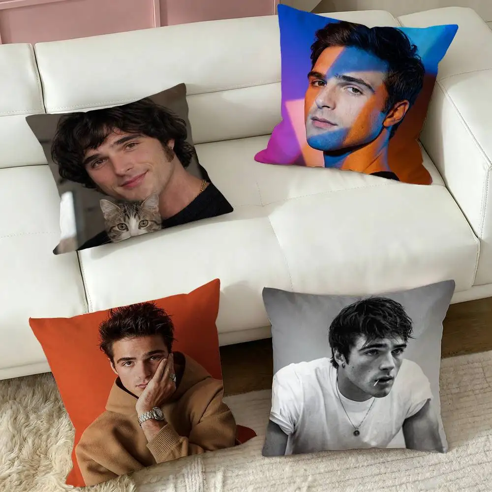 Jacob E-Elordi  Square Double-Sided printed Pillow Case Bedroom Bedside Pillow Sofa Cushion Cover