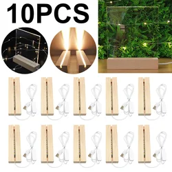 1-10PCS USB LED Wood Light Display Crystal Wooden Lighted Base Stand Acrylic Light Plate Base for Custom Acrylic Night Lamp