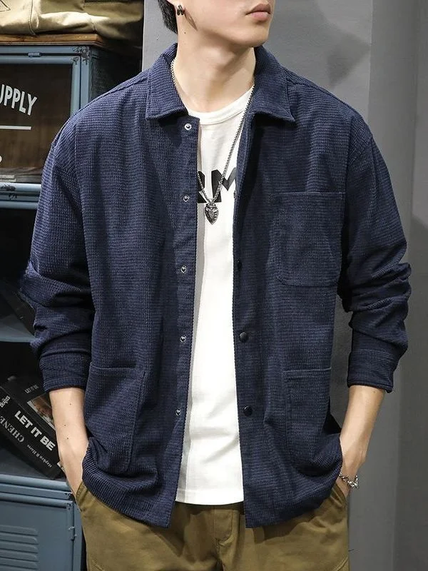 

Американская ретро-куртка свободного кроя с вельветовым воротником, мужская универсальная повседневная верхняя одежда с длинными рукавами, подходящая для всех случаев