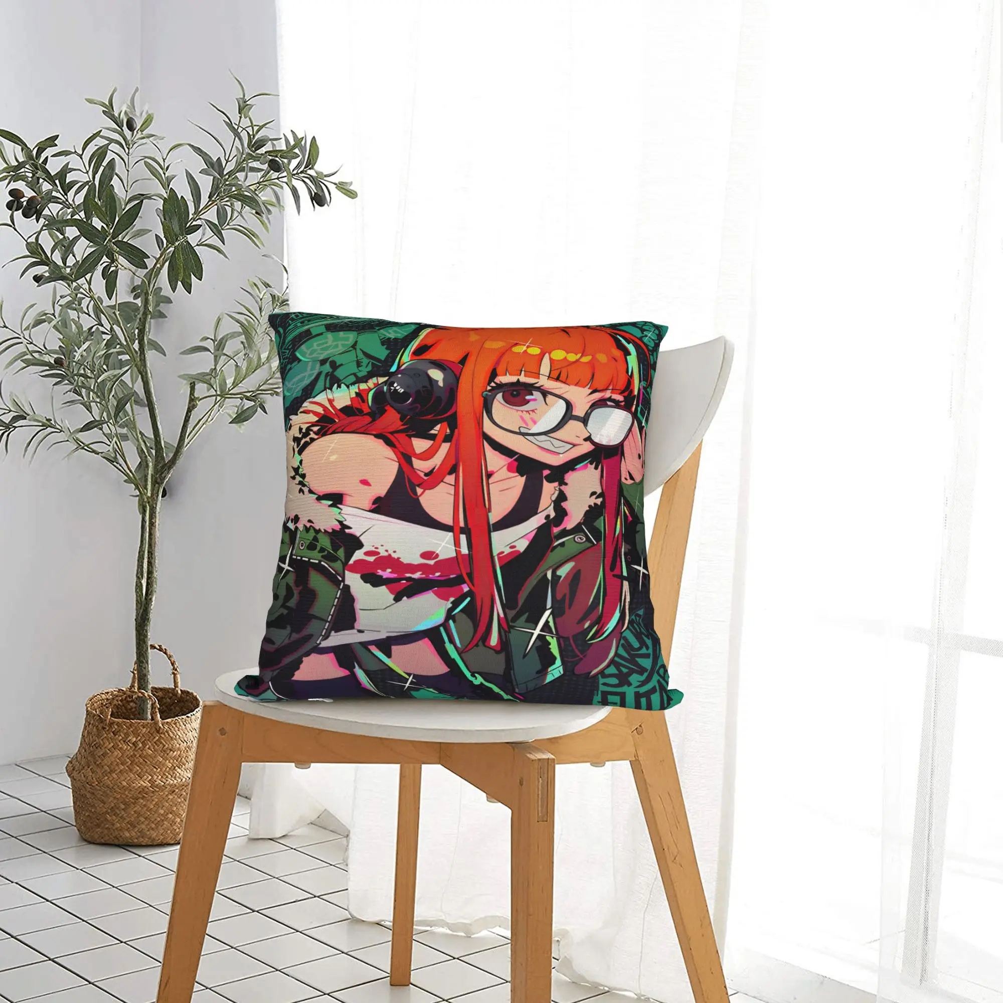 P5 Futaba Sakura Joker Pillow Case  Comfy Pillow Cover Fashion Cushion Cover For Sofa Couch Bed Living Room