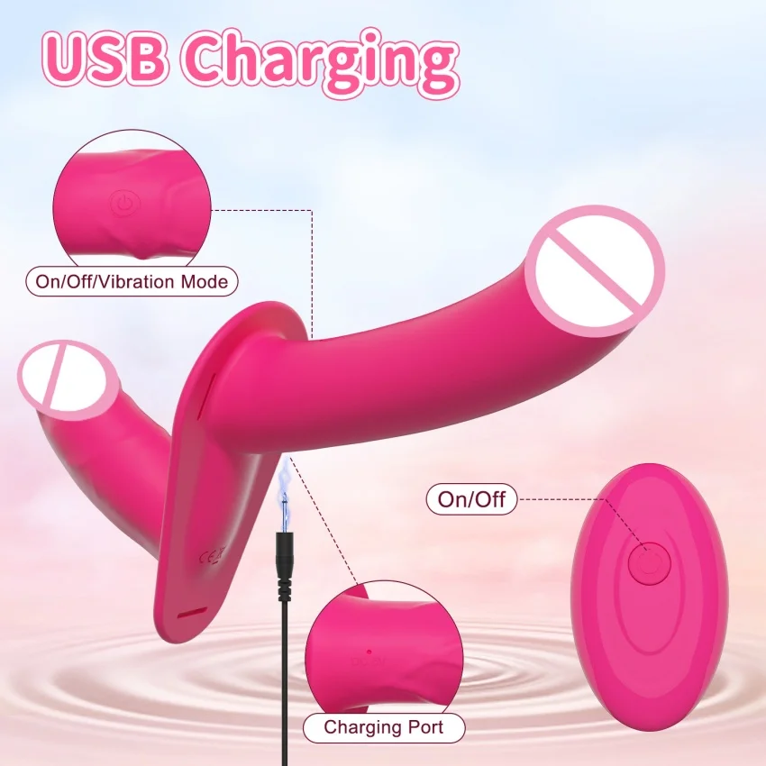 Double Penis Vibrator Dual Ended Strap on Elastic Harness Belt Strap On Dildo Adult Sex Toys for Woman Couples Anal Soft Dildos view 4