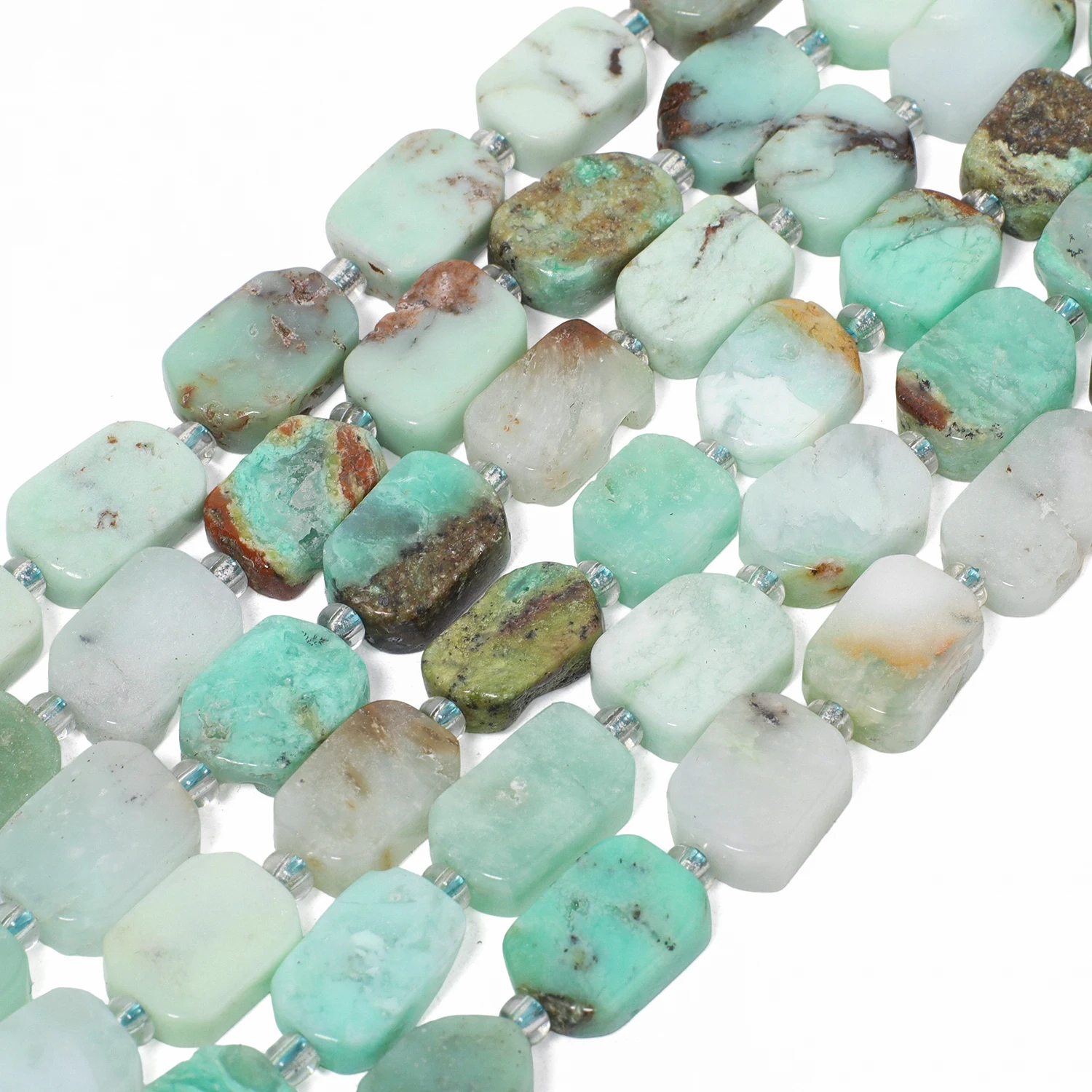 AAA+ Irregular Rectangle Natural Stone Blue Green Chrysoprase Beads Square Spacer Beads for Jewelry Making DIY Charms Bracelets