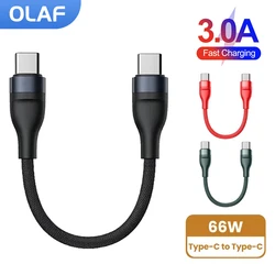 3A Portable 0.25M Short Cable 66W USB C To Type C Fast Charging Data Cable Power Bank Cable For Samsung Xiaomi Huawei