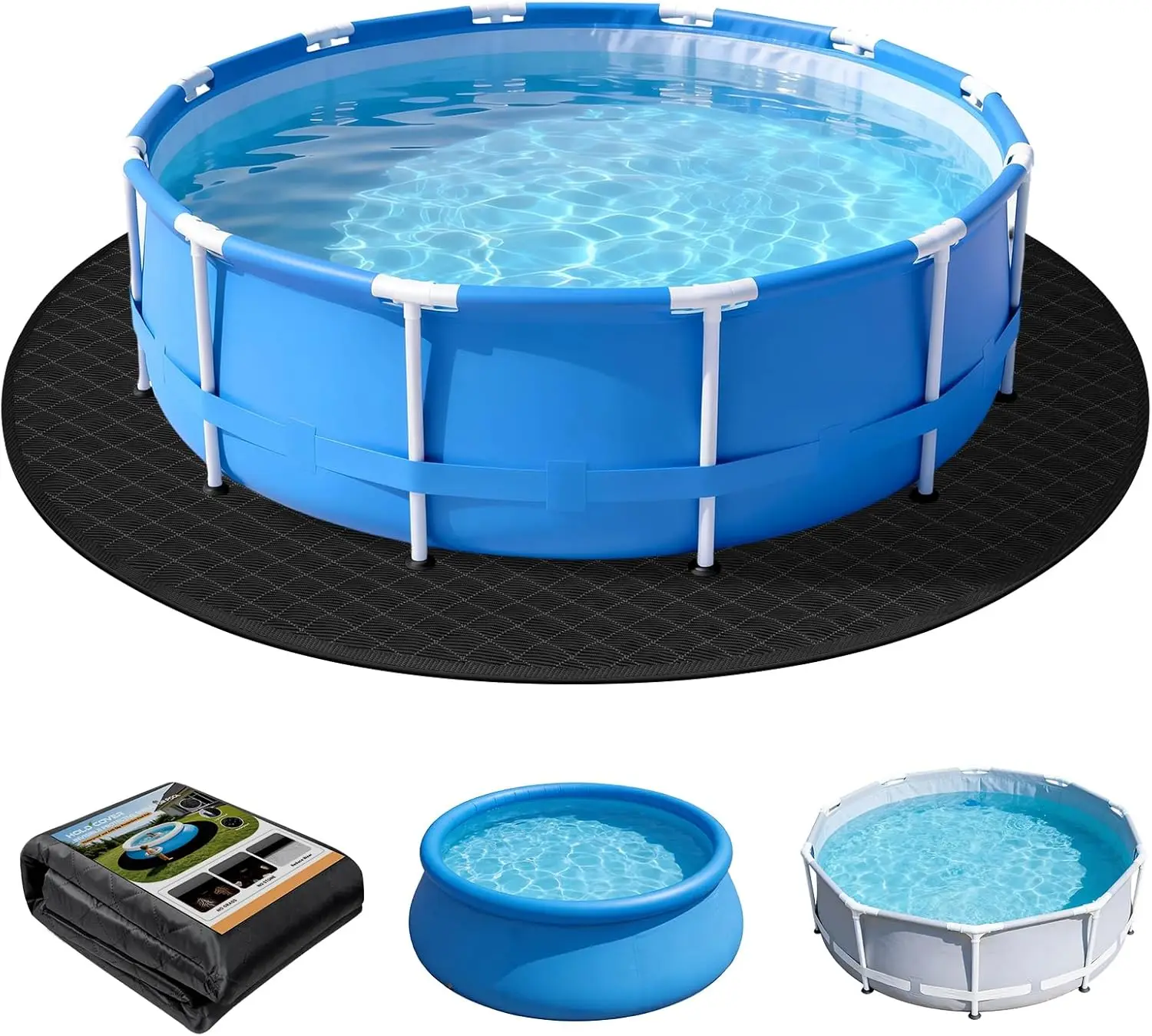 

18 FT Round Pool Liner Pad for Above Ground Swimming Pool, Pool Mat Ideal for Light Proof, Prevents Debris Damage, Waterproof Un