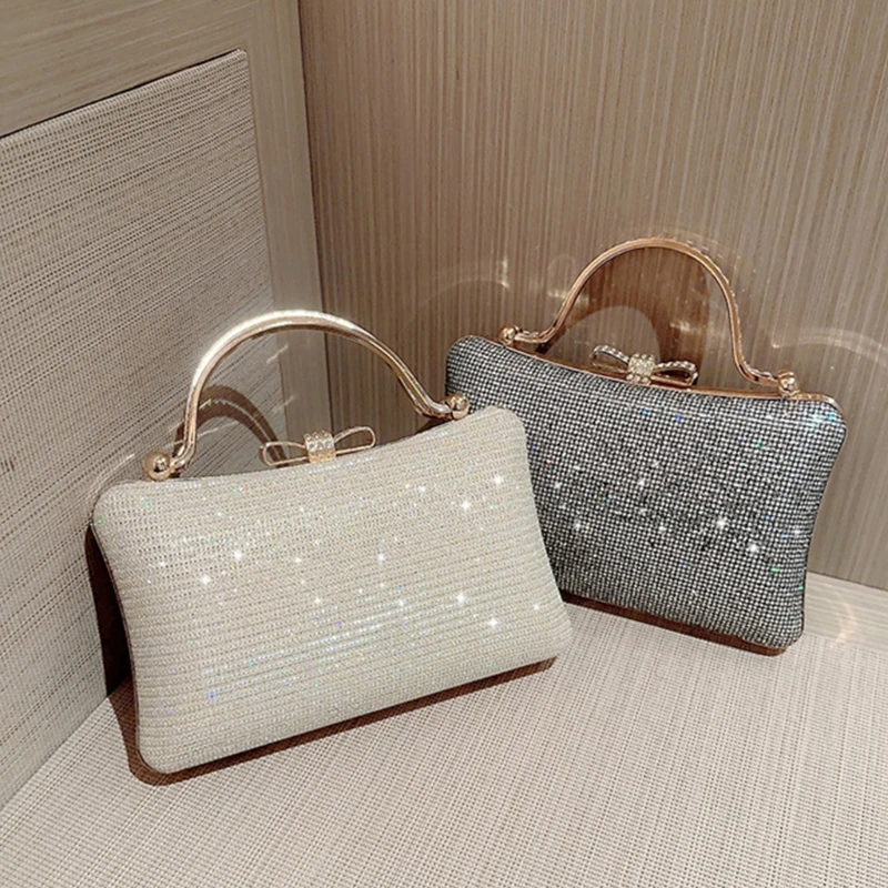 Elegant Shimmering Evening Bag Women Stylish Wedding Clutch Purse Prom Party Handbag Casual Small Chain Crossbody Shoulder Bag