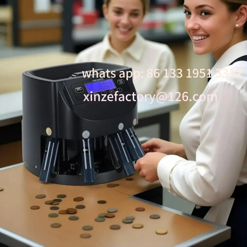 

Customizable 500 Coins Capacity Electric Coin Sorter Coin Counter Roller Machine with LCD Screen Automatic Coin Sorter Wrapper