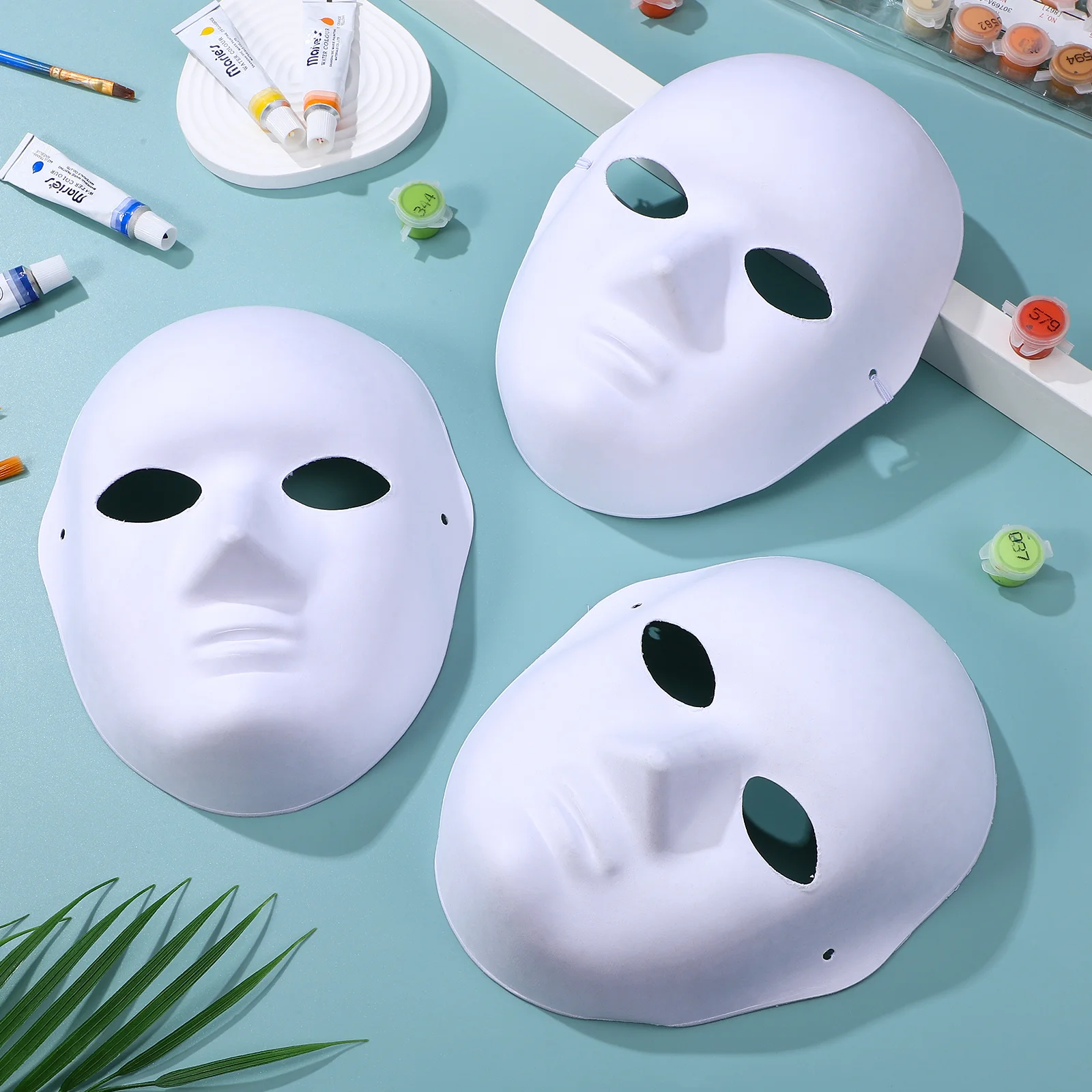 5 uds máscara de pulpa máscaras faciales de Halloween artesanía disfraz en blanco decorar fiesta de Cosplay para adultos mascarada papel de resina niño