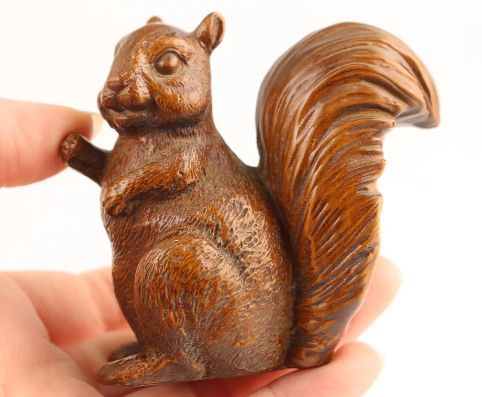 old boxwood handmade fortune squirrel statue collectable hand piece netsuke