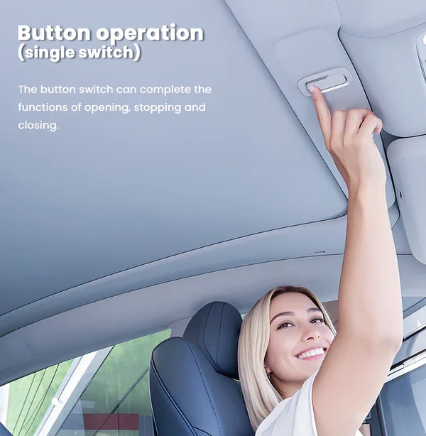 Electric Sunshade for Tesla Model Y Juniper 2025 One Switch Sun Visor Car Sunshade Roof Voice Control with Ambinet Light