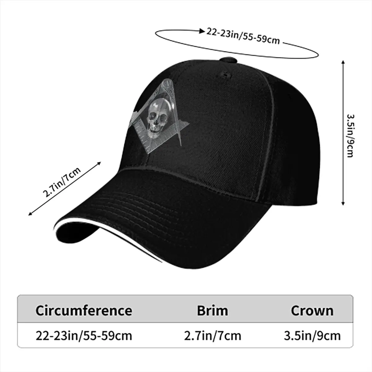 Skull Freemason Gold Square Compass Multicolor Hat Peaked Women's Cap Personalized Visor Protection Hats