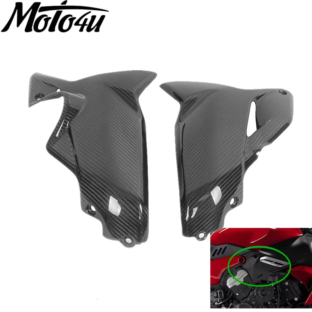 For Ducati Diavel V4 2023+ Real Carbon Fiber Side Panels Motorcycle Modification 1 Pair Gloss Twill Accessories