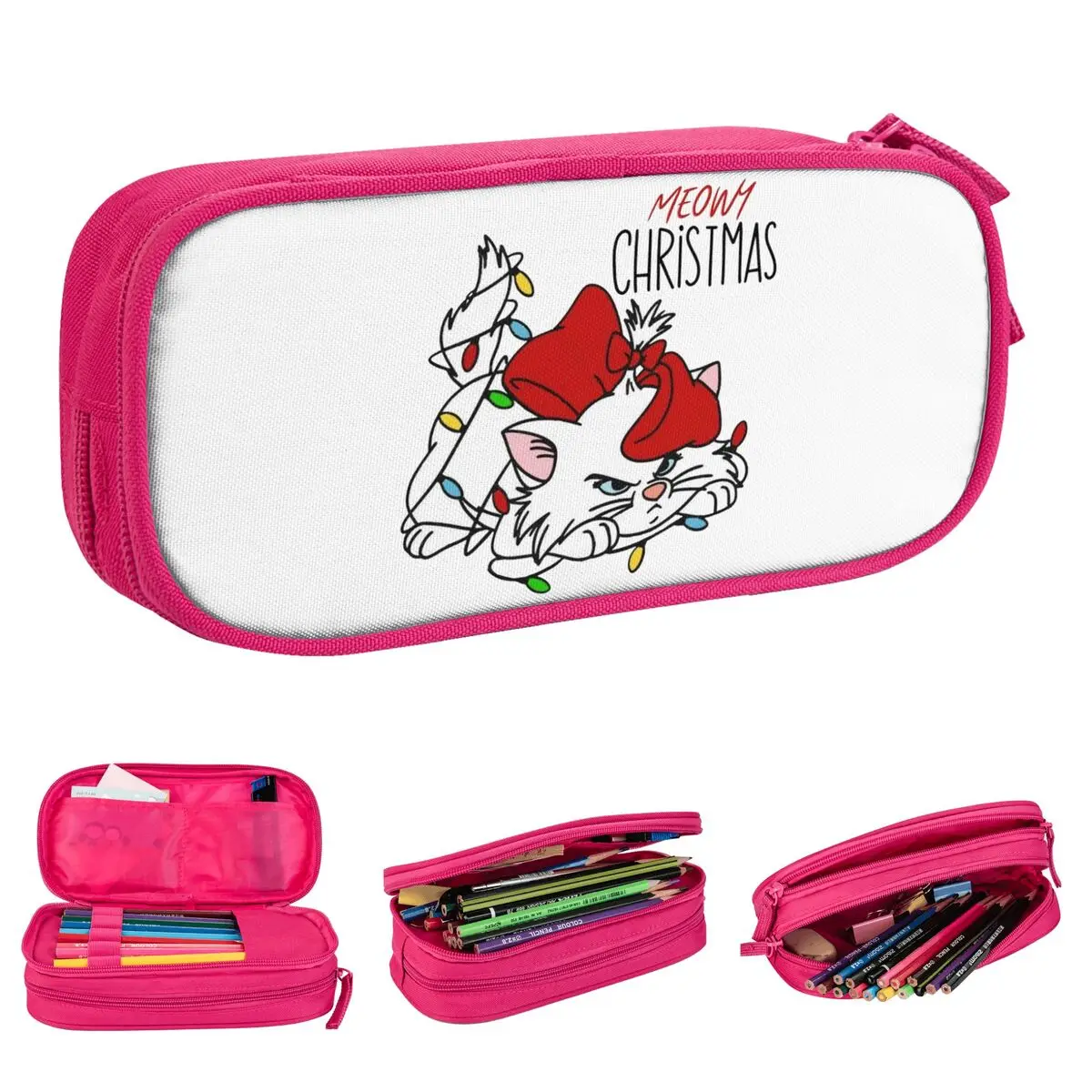 Christmas Marie Cat Pencil Case Cute Pen Box Pencil Bags for Student Big Capacity Students School Gifts Pencil Box