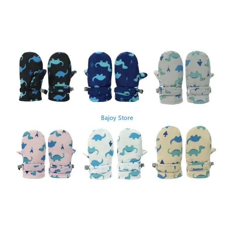 

63HE Dinosaur Print Ski Gloves for 1-10T Boys Girls Quick Drying Warm Fleece Mittens