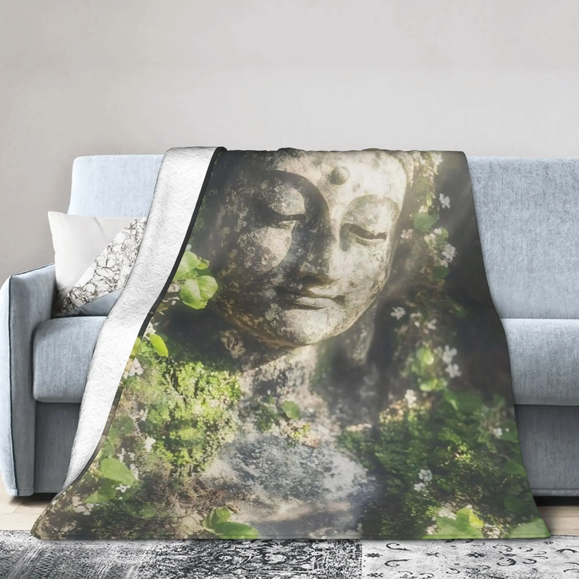Buddha Lotus Zen Meditation Blankets Fleece Buddhism Lightweight Thin Throw Blanket for Airplane Travel Bed Rug