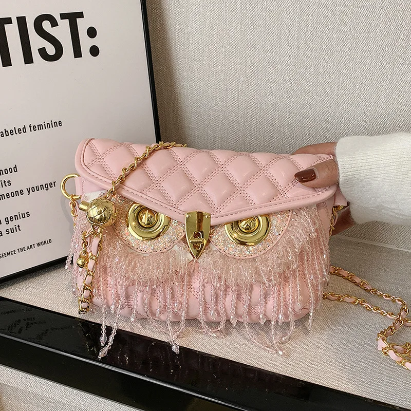 Luxury Brand Women Bag Cute Owl Design Crossbody Bag Purse Summer Cylinder Tassel Mini Shoulder Bag Handbag Lady Lingge Hobo Bag