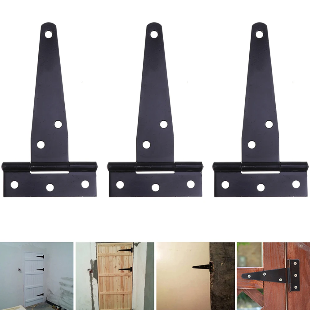 4PCS Zinc Plating T Shape Hinge Iron Triangle Hinge Special Sturdy Shed Hinge Door Gate Hinges For Home Store Furniture Hardware