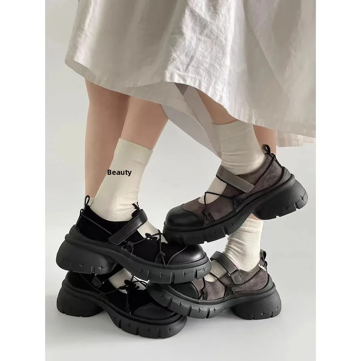 Fashionable Versatile Thick Bottom Mary Jane Loafers Women's British Style Spring Autumn New Style Trendy Flat Shoes