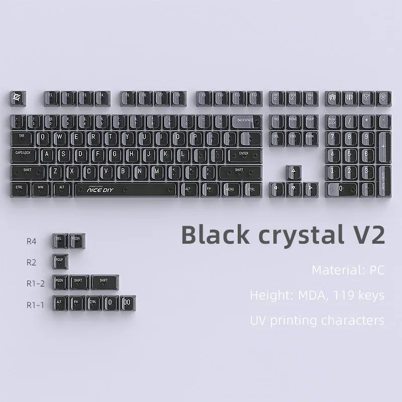 119 Toetsen Clear Crystal Keycap Set Mda Hoogte Mx Switch Gaming Mechanische Keyboard Keycaps Rgb Doorschijnende Keyboard Caps