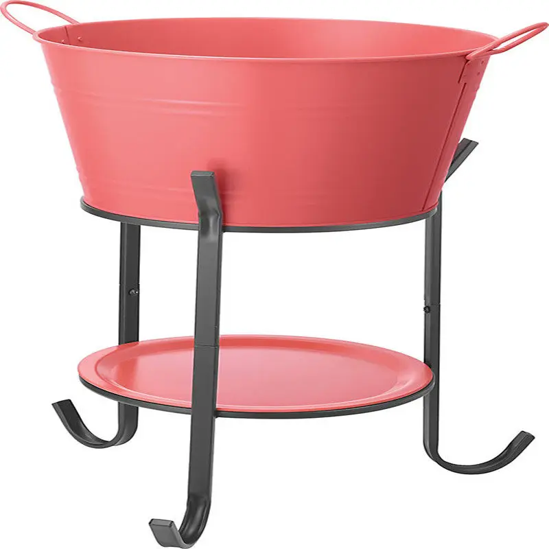 

European retro ice bucket round large capacity champagne bucket outdoor indoor bucket rack set