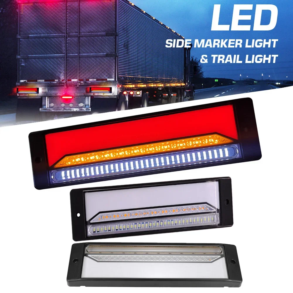 

2x Waterproof LED Led Truck Lorry Light Trailer Brake Light Neon Halo Tail Brake Stop Turn Signal 12V/24V Rear Turn Van Lamp