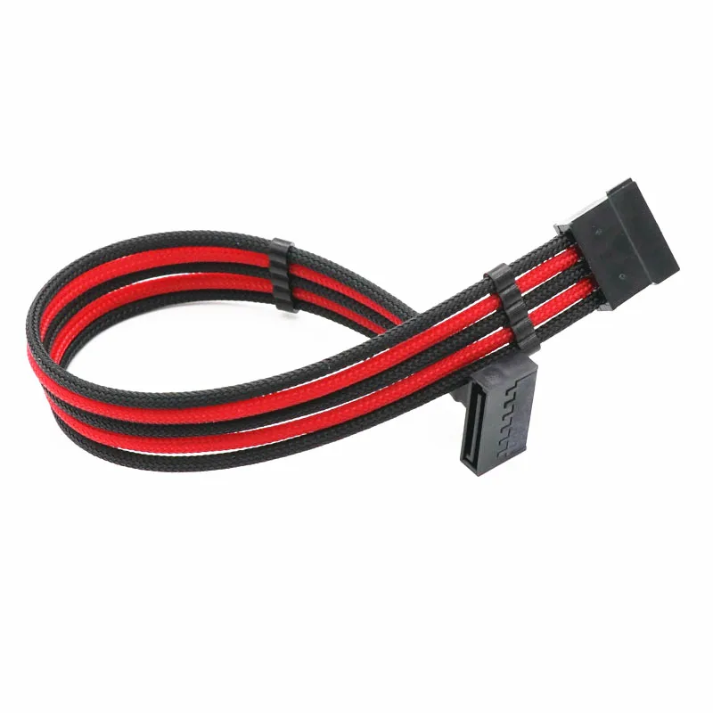 4mm PET Sleeved SATA 15Pin Male to Female Power Extension Cable With 2pcs Cable Comb HDD Sater Extension Adapter Cables