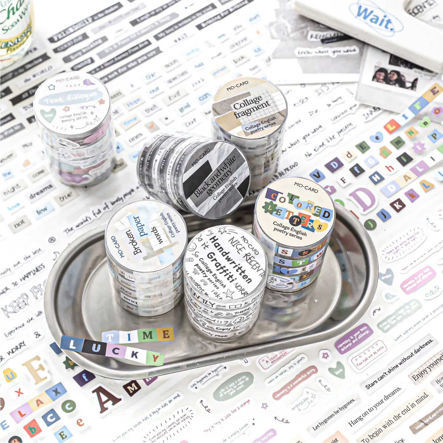 Nastro adesivo Washi Vintage lettere inglesi Decorative per diario fai da te Planner Scrapbooking forniture artigianali