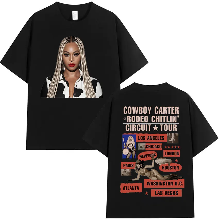 

Beyoncé Cowboy Carter Tour Music 2025 Graphic T Shirt Men Women Hip Hop Fashion Clothing T-shirt Vintage Oversized Cotton Tshirt
