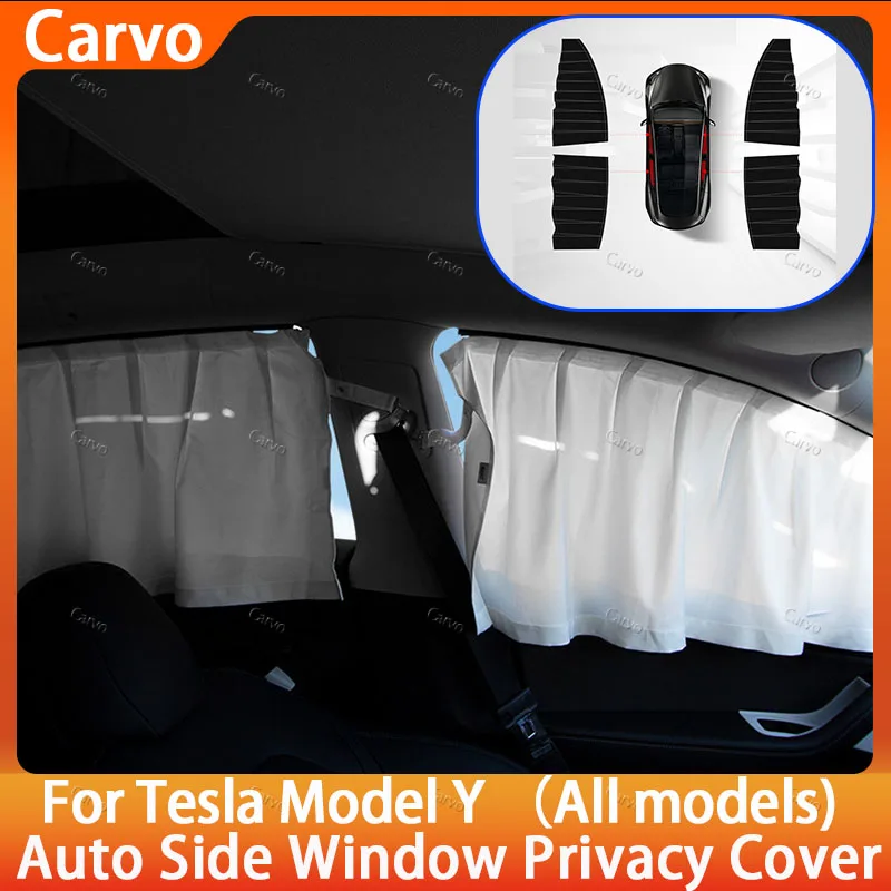 

For Tesla Model Y 2020-2026 Ice Crystal Privacy Sunshade Side Window & Windshield Cover Front & Rear Auto Trim Accessories