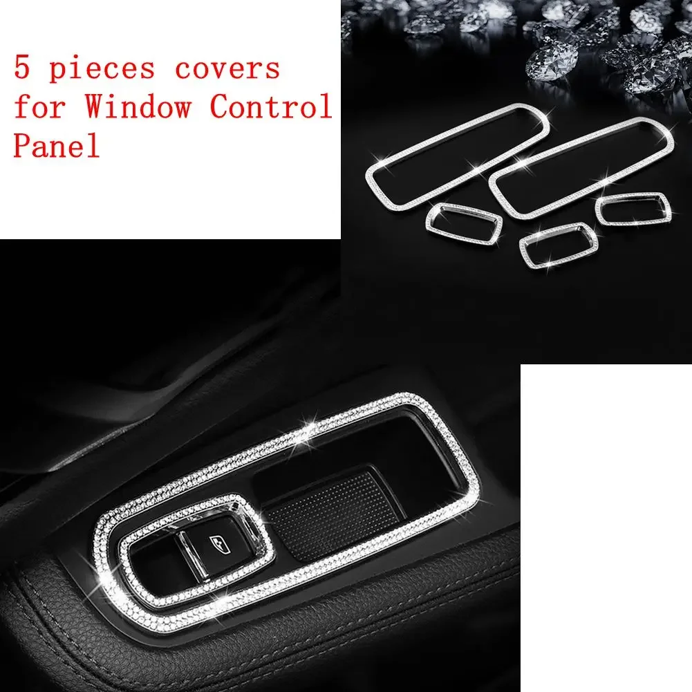 

fit for Porsche Macan Cayenne Panamera Windows Control Panel Decorative Frame Trims Interior Sticker Bling Bling