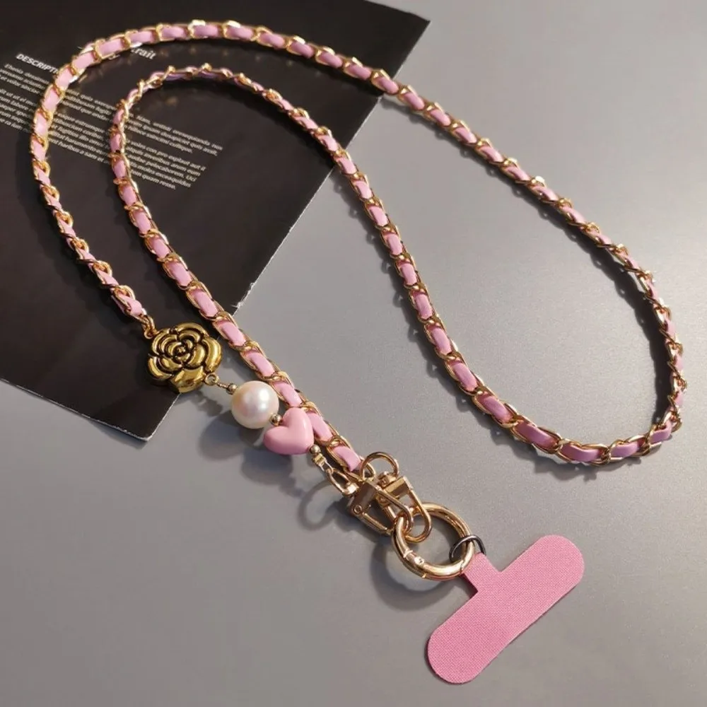 

Pearl Mobile Phone Diagonal Lanyard Metal Chain Luxury Crossbody Phone Rope Fashion Long Mobile Phone Strap Outdoor Travel
