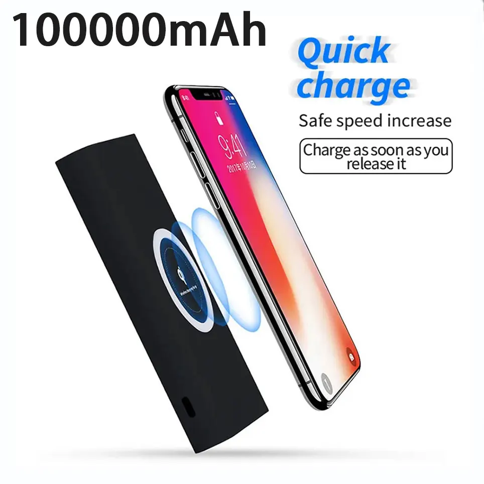 Power Bank 200000mAh Wireless Two-way Fast Charging Powerbank Portable High Capacity External Battery Charger For iPhone 14 13