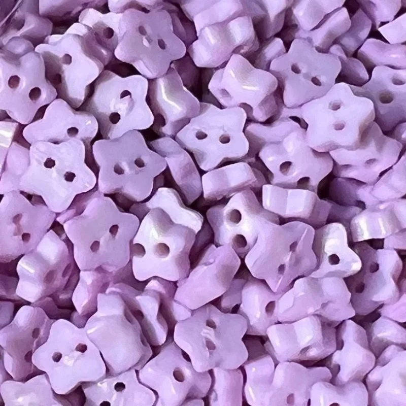 6mm 50pcs Two-eye Bread Buckle Pentagram Baby Clothes Plastic Buttons Mini Cartoon DIY Accessories Candy Color